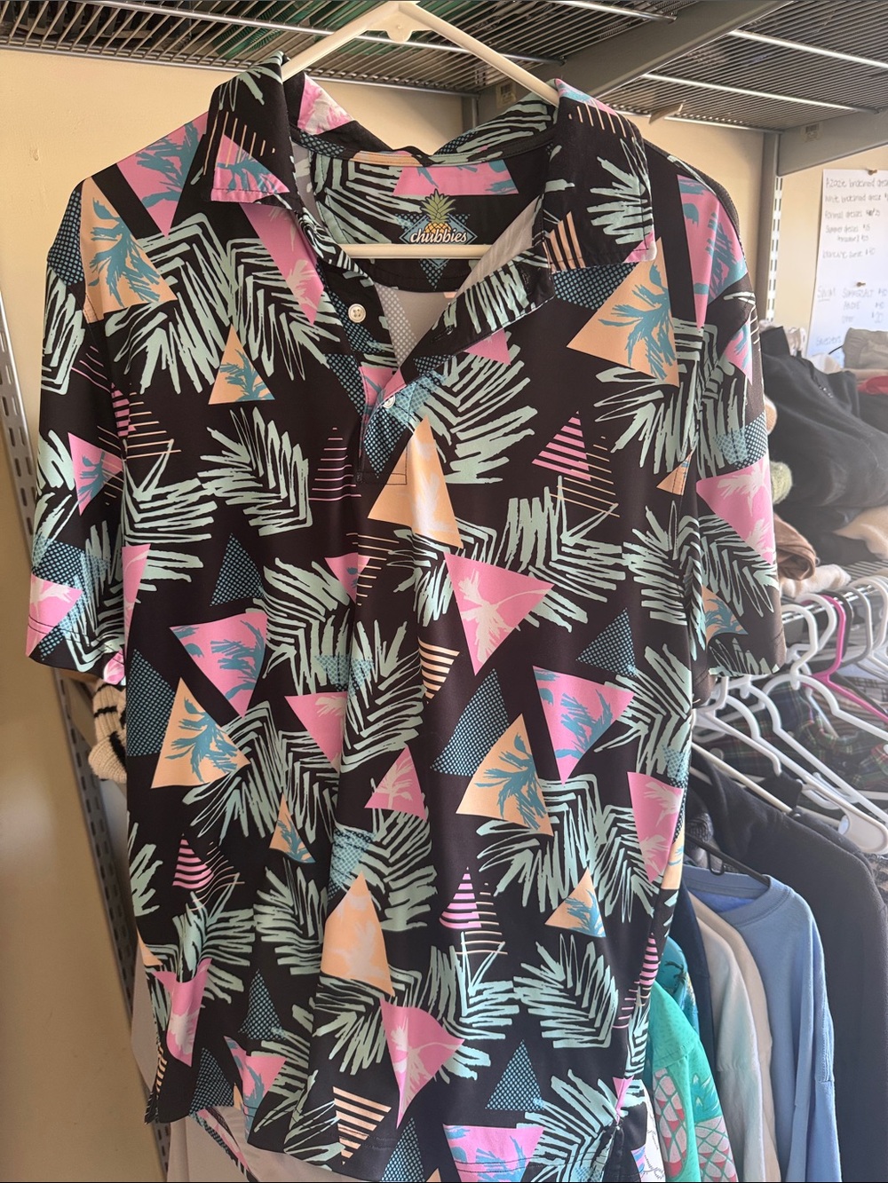 chubbies Black Tropical Print Camp Shirt - Pink & Mint & Peach